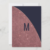 Roos Gold Glitter Navy Blue Circular Brunch Bubbly Kaart (Achterkant)