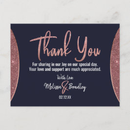 Roos Gold Glitter Navy Blue Circular Dank u Briefkaart