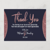 Roos Gold Glitter Navy Blue Circular Dank u Briefkaart (Voorkant)