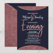 Roos Gold Glitter Navy Blue Circular Evening Kaart (Voorkant / Achterkant)