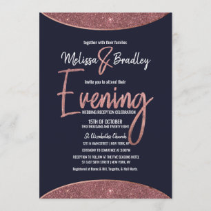 Roos Gold Glitter Navy Blue Circular Evening Kaart