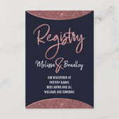 Roos Gold Glitter Navy Blue Circular Gift Registry Informatiekaartje (Voorkant)