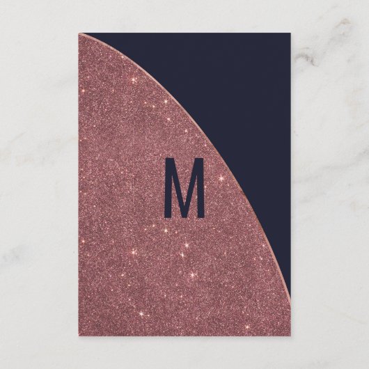 Roos Gold Glitter Navy Blue Circular Gift Registry Informatiekaartje (Achterkant)