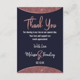 Roos Gold Glitter Navy Blue Circular Hartelijk dan Bedankkaart