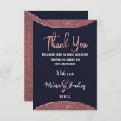 Roos Gold Glitter Navy Blue Circular Hartelijk dan Bedankkaart (Voorkant / Achterkant)