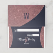 Roos Gold Glitter Navy Blue Circular Place Cards Plaatskaartje (Buitenkant ongevouwen)