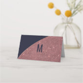 Roos Gold Glitter Navy Blue Circular Place Cards Plaatskaartje (Achterkant)