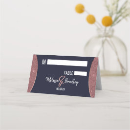 Roos Gold Glitter Navy Blue Circular Place Cards Plaatskaartje