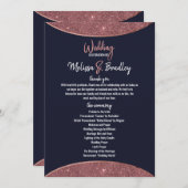 Roos Gold Glitter Navy Blue Circular Programs Programmakaart (Voorkant / Achterkant)