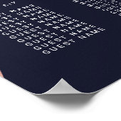 Roos Gold Glitter Navy Blue Circular Seating Chart Poster (Hoek)