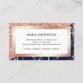 Roos Gold Glitter Navy Blue Marble Makeup Artist Visitekaartje (Achterkant)