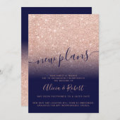 Roos gold glitter navy blue stelde nieuwe plannen  kaart (Voorkant / Achterkant)