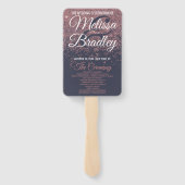 Roos Gold Glitter Navy Blue Trouwprogramma's Handwaaier (Achterkant)