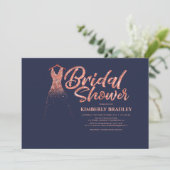 Roos Gold Glitter Navy Blue Vrijgezellenfeest Kaart (Staand voorkant)