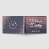 Roos Gold Glitter Navy Blue Wedding Guestbook Gastenboek (Volledig)