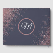 Roos Gold Glitter Navy Blue Wedding Guestbook Gastenboek (Achterkant)