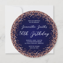 Roos Gold Glitter Navy Ombre 50th Birthday