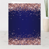 Roos Gold Glitter Navy Ombre Happy Jubileum Kaart (Achterkant)