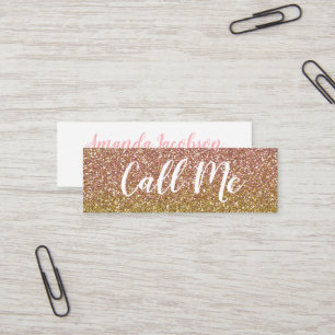 Roos Gold Glitter noemt mij Mini Visitekaartjes