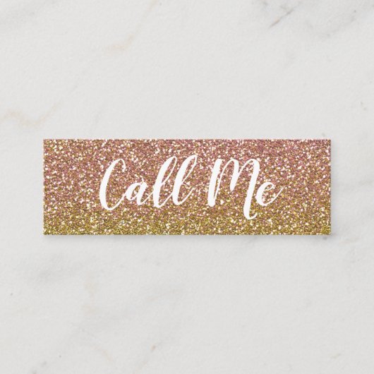 Roos Gold Glitter noemt mij Mini Visitekaartjes (Voorkant)