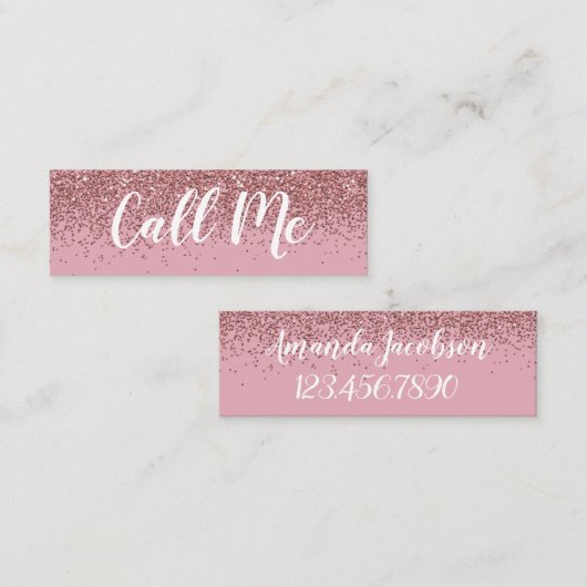 Roos Gold Glitter noemt mij Mini Visitekaartjes (Voorkant / Achterkant)