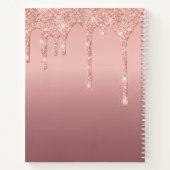 Roos Gold Glitter Notitieboek met aangepaste tekst (Achterkant)