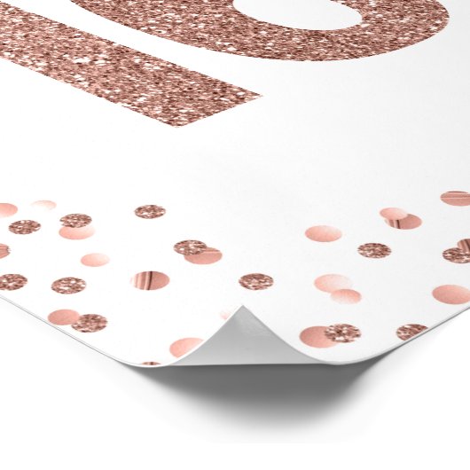 Roos Gold Glitter Number 16 Birthday Party Sign Poster (Hoek)