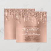 Roos Gold Glitter Ombre 60e verjaardag Kaart (Voorkant / Achterkant)