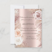 Roos Gold Glitter Ombre Boho Flowers Receptie Kaart (Voorkant)