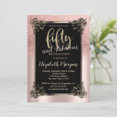 Roos Gold Glitter Ombre Border 50th Birthday Party Kaart (Staand voorkant)
