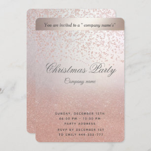 Roos gold glitter ombre business kerstparty kaart