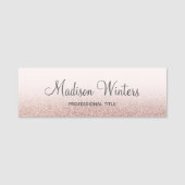 Roos Gold Glitter Ombre Employee Name Tag Badge (Voorkant)