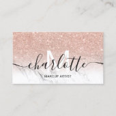 Roos gold glitter ombre marble name make make keup visitekaartje (Voorkant)