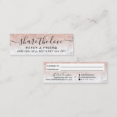 Roos gold glitter ombre marmer marble chic verwijz mini visitekaartje (Voorkant / Achterkant)