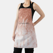 Roos Gold Glitter Ombre marmer roze gepersonalisee Schort (Insitu)