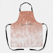 Roos Gold Glitter Ombre marmer roze gepersonalisee Schort (Voorkant)