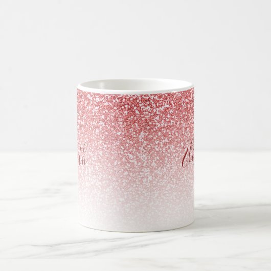 Roos Gold Glitter Ombre Modern Monogram Koffiemok (Center)