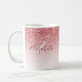 Roos Gold Glitter Ombre Modern Monogram Koffiemok (Links)