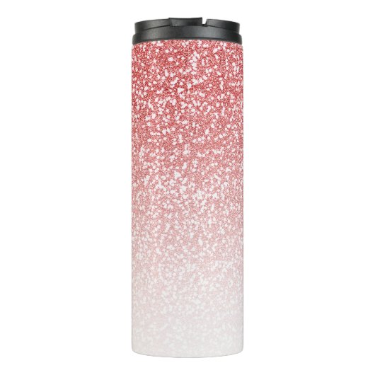 Roos Gold Glitter Ombre Modern Monogram Thermosbeker (Achterkant)