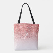 Roos Gold Glitter Ombre Modern Monogram Tote Bag (Achterkant)
