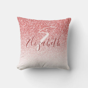Roos Gold Glitter Ombre Monogram Kussen