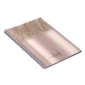 Roos Gold Glitter Ombre Monogram Notitieboek (Rechterzijde)