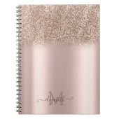 Roos Gold Glitter Ombre Monogram Notitieboek (Voorkant)