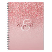Roos Gold Glitter Ombre Monogram op persoonlijke t Notitieboek (Voorkant)