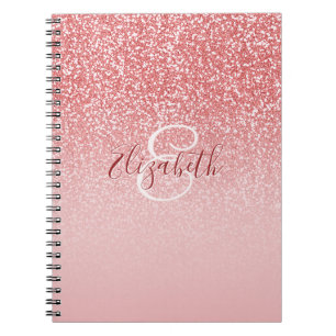 Roos Gold Glitter Ombre Monogram op persoonlijke t Notitieboek