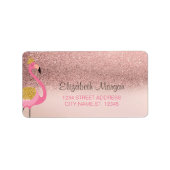 Roos Gold Glitter Ombre Pink Flamingo Label (Voorkant)