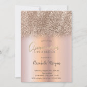 Roos Gold Glitter Ombre Quinceañera Kaart (Voorkant)