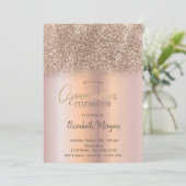 Roos Gold Glitter Ombre Quinceañera Kaart (Staand voorkant)