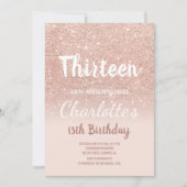 Roos gold glitter ombre script 13 Birthday Kaart (Voorkant)