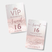 Roos gold glitter ombre script Sweet 16 VIP Badge (Voor- en achterkant)